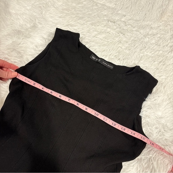ZARA Knit Black Fit and Flair Knee Length Dress Size Small - Picture 5 of 10